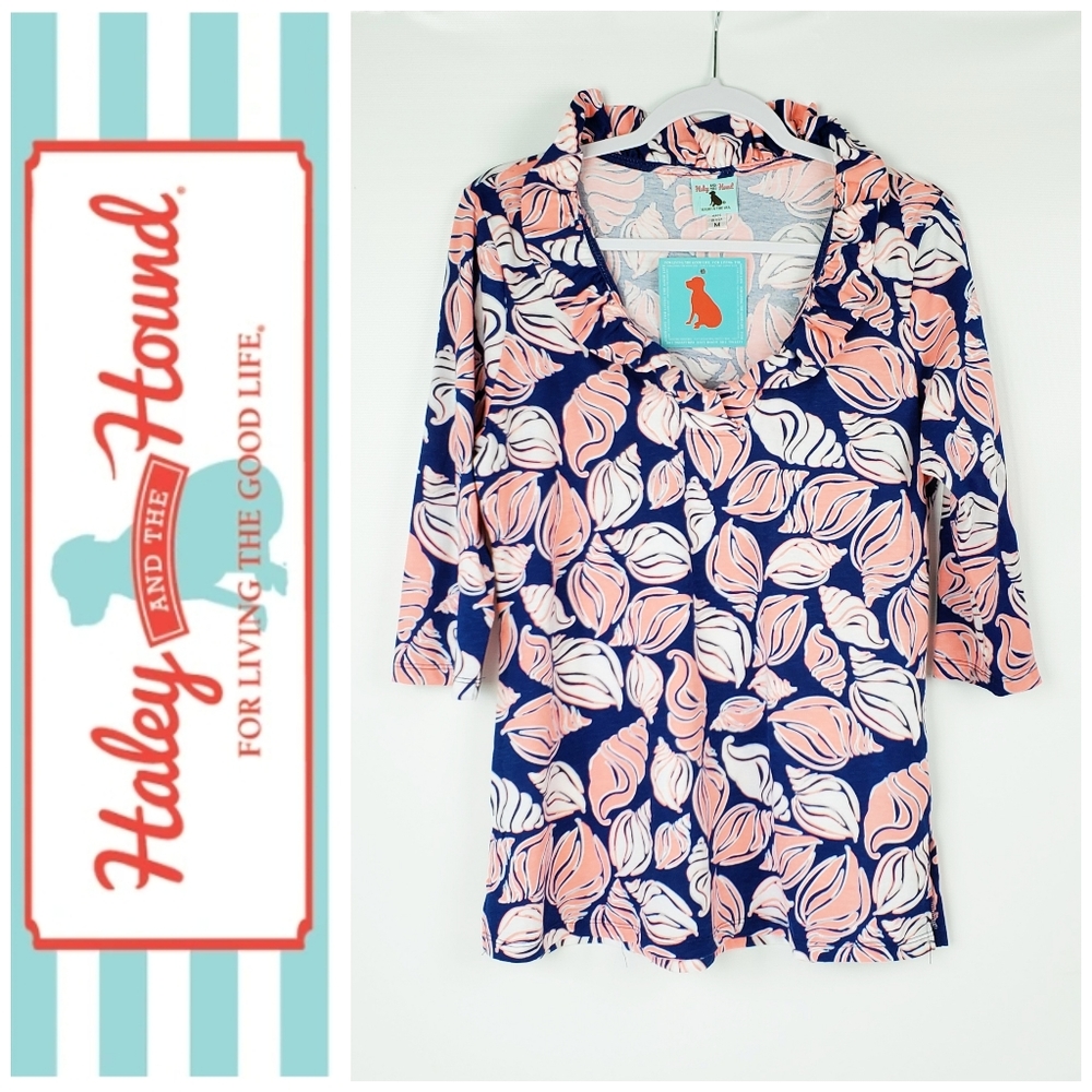 Haley and the Hound Cotton Ruffle V-neck Tunic Sz M
